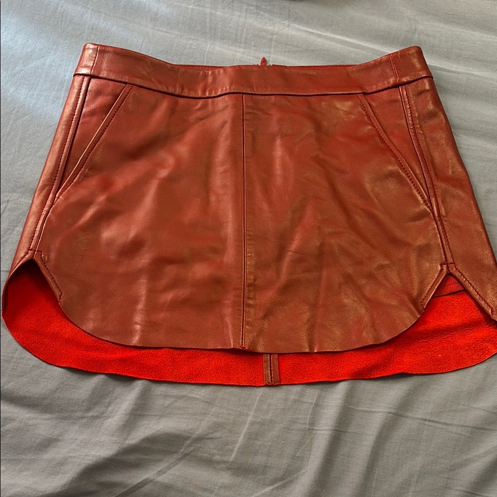 Elegant Red Leather Skirt